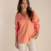 Tops Two T's | Linen Top With Shirred Cuff | Mango