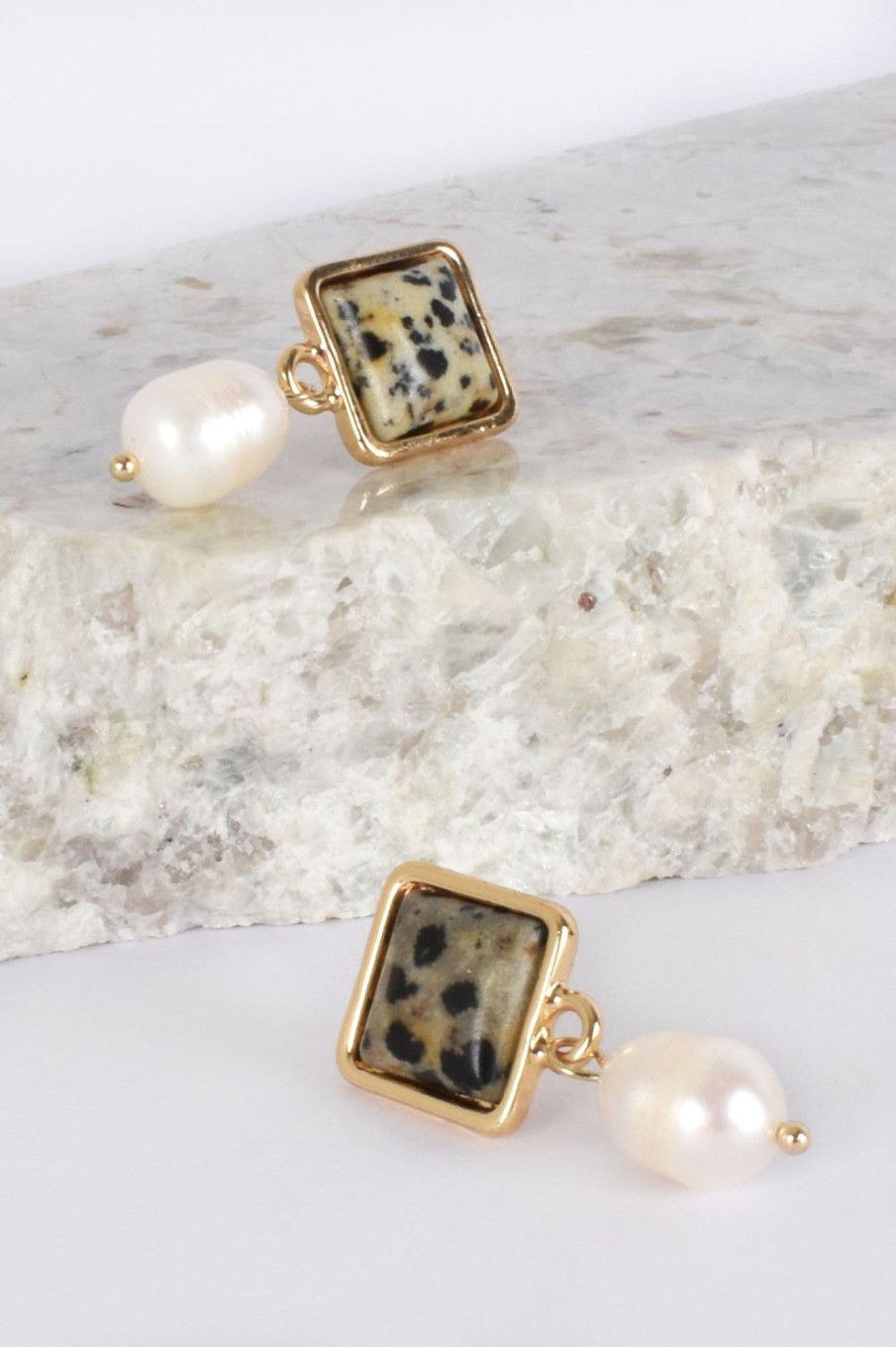 Accessories Adorne | Stone Pearl Mix Earrings | Gold Spot