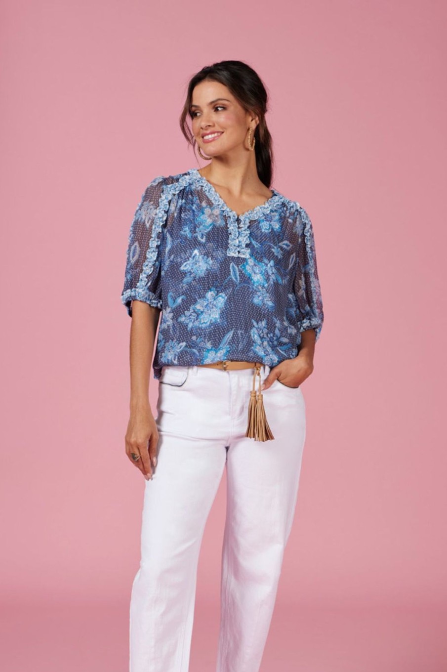 Tops Loobie's Story | Shibori Top | Indigo Multi