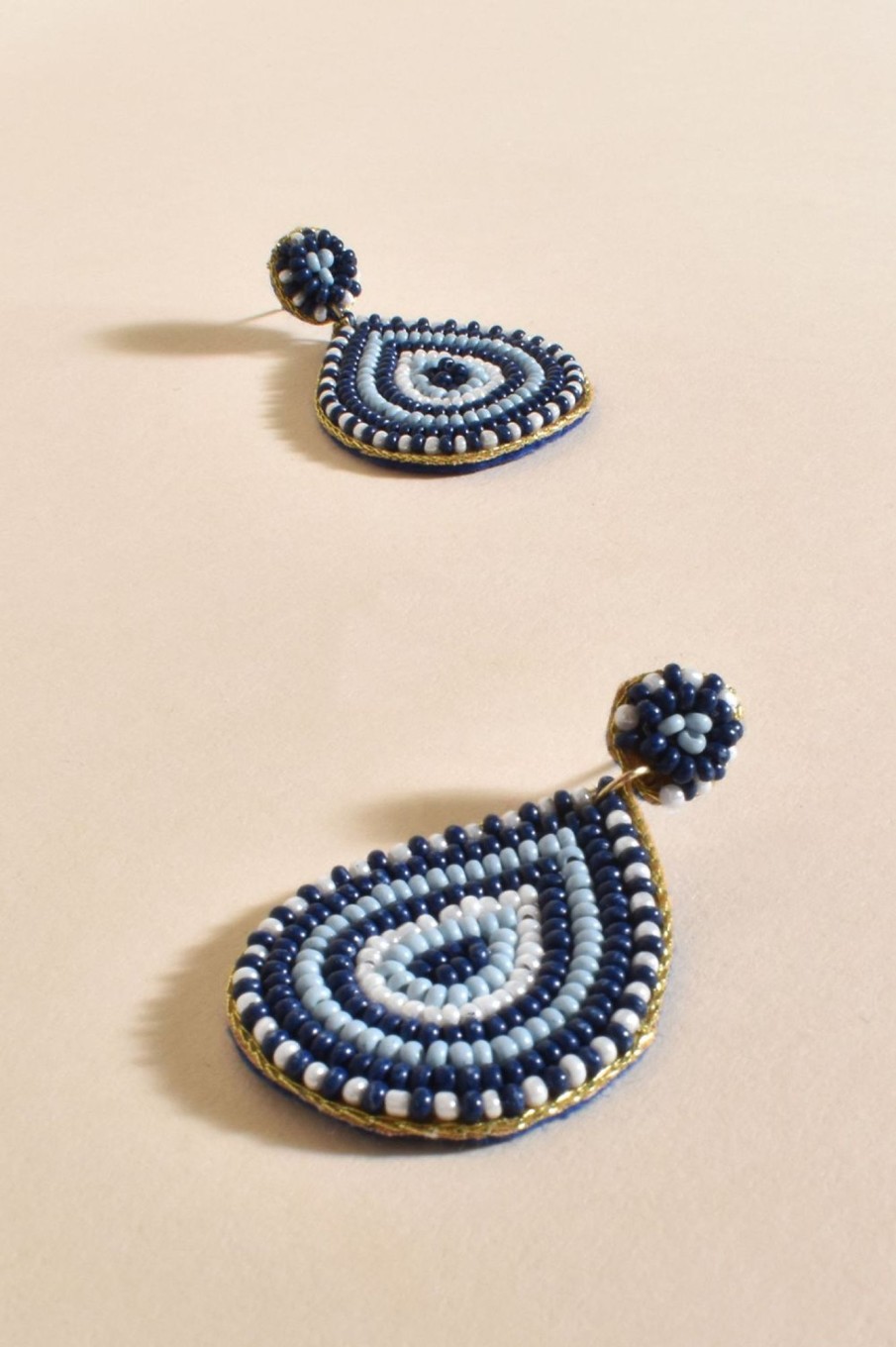 Accessories Adorne | Mini Beaded Teardrop Earrings | Blue Multi