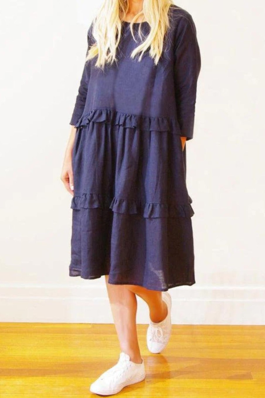 Dresses Who's Charlie | Rosie Linen Dress | Navy