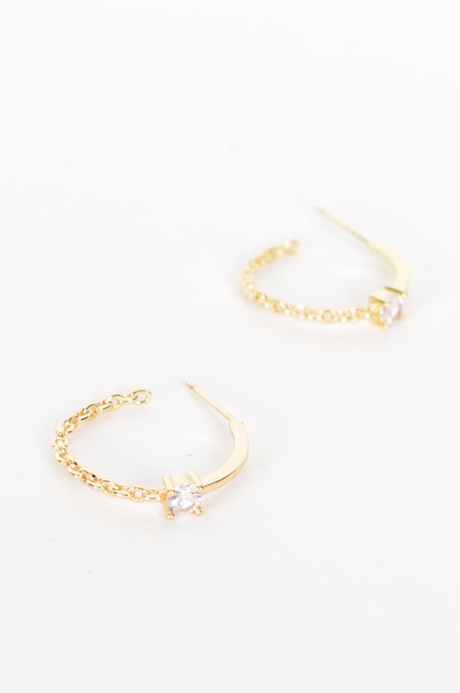 Accessories Adorne | Mini Chain U0026 Diamante Hoop Earrings | Gold / Crystal