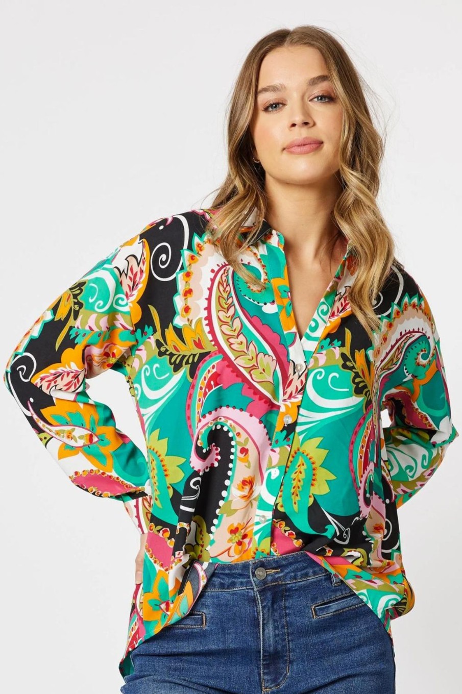 Tops Threadz u0026 Clarity | Bianca Print Shirt | Jade