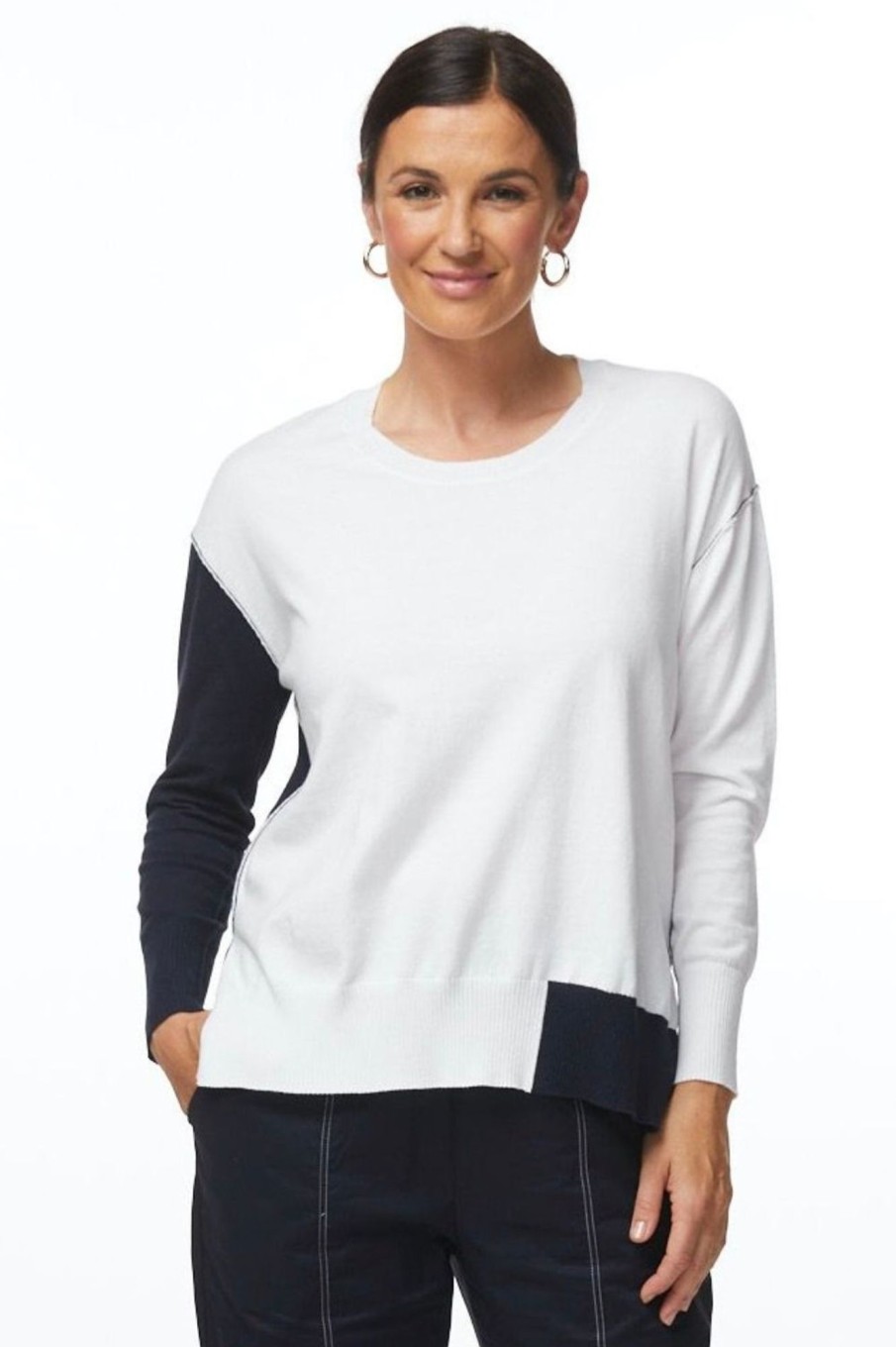 Tops LD+Co | Colour Block Jumper | White