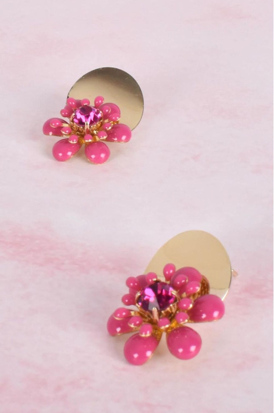 Accessories Adorne | Audrey Resin Mix Flower Stud | Fuschia