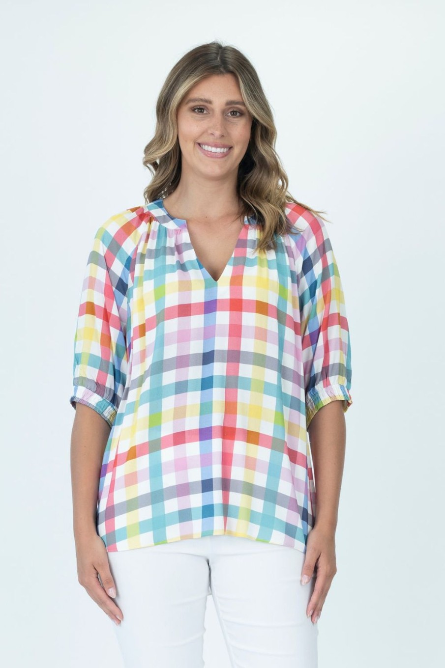 Tops Maglia | Ida Check V-Neck | Multi