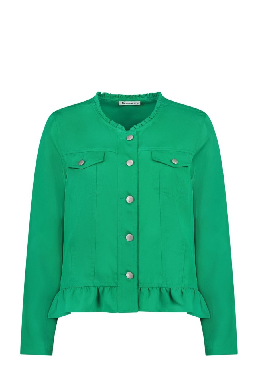 Tops Vassalli | Jacket With Frill Hem | Kelly Green