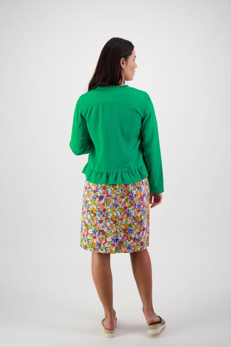 Tops Vassalli | Jacket With Frill Hem | Kelly Green