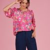 Tops Loobie's Story | Florale Blouse | Hot Pink Multi