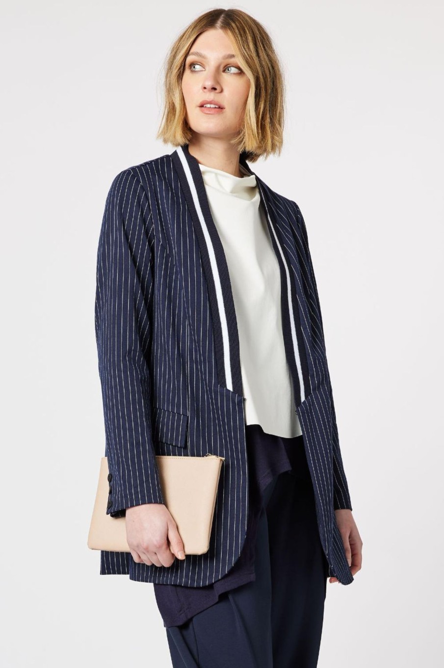 Tops Threadz u0026 Clarity | Ascot Stripe Jacket | Navy