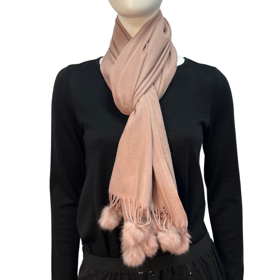 Accessories Silvermaple Boutique | Pom Pom Touch Scarf | Dusty Rose