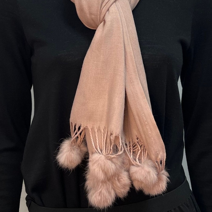 Accessories Silvermaple Boutique | Pom Pom Touch Scarf | Dusty Rose