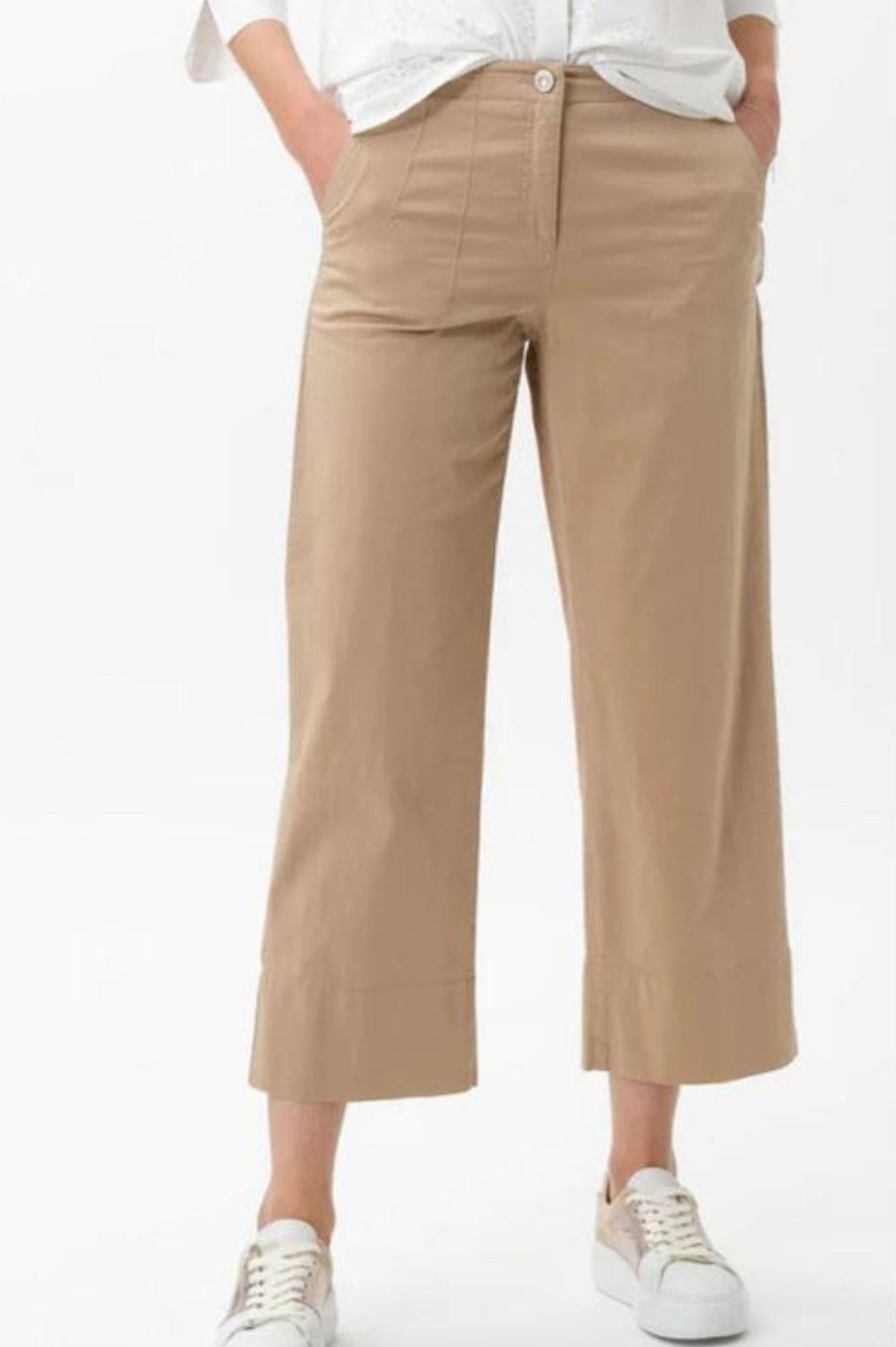 Bottoms Brax | Maine S Stretch Cotton Crop Culottes | Camel