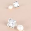 Accessories Adorne | Stone Pearl Mix Earrings | White Silver