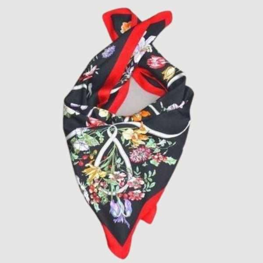 Accessories Silvermaple Boutique | Moda Silk Feel Floral Scarf | Black