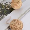 Accessories Adorne | Lena Rattan Ball Drop Earrings | Natural