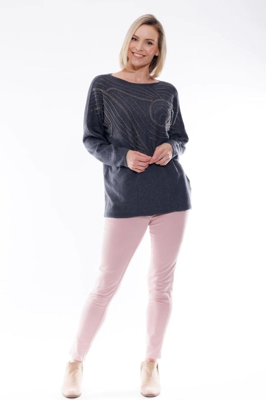 Tops Fashion Express | Batwing Jumper | Dark Grey/Pewter