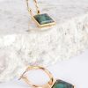 Accessories Adorne | Square Stone Mini Hoops | Green U0026 Gold