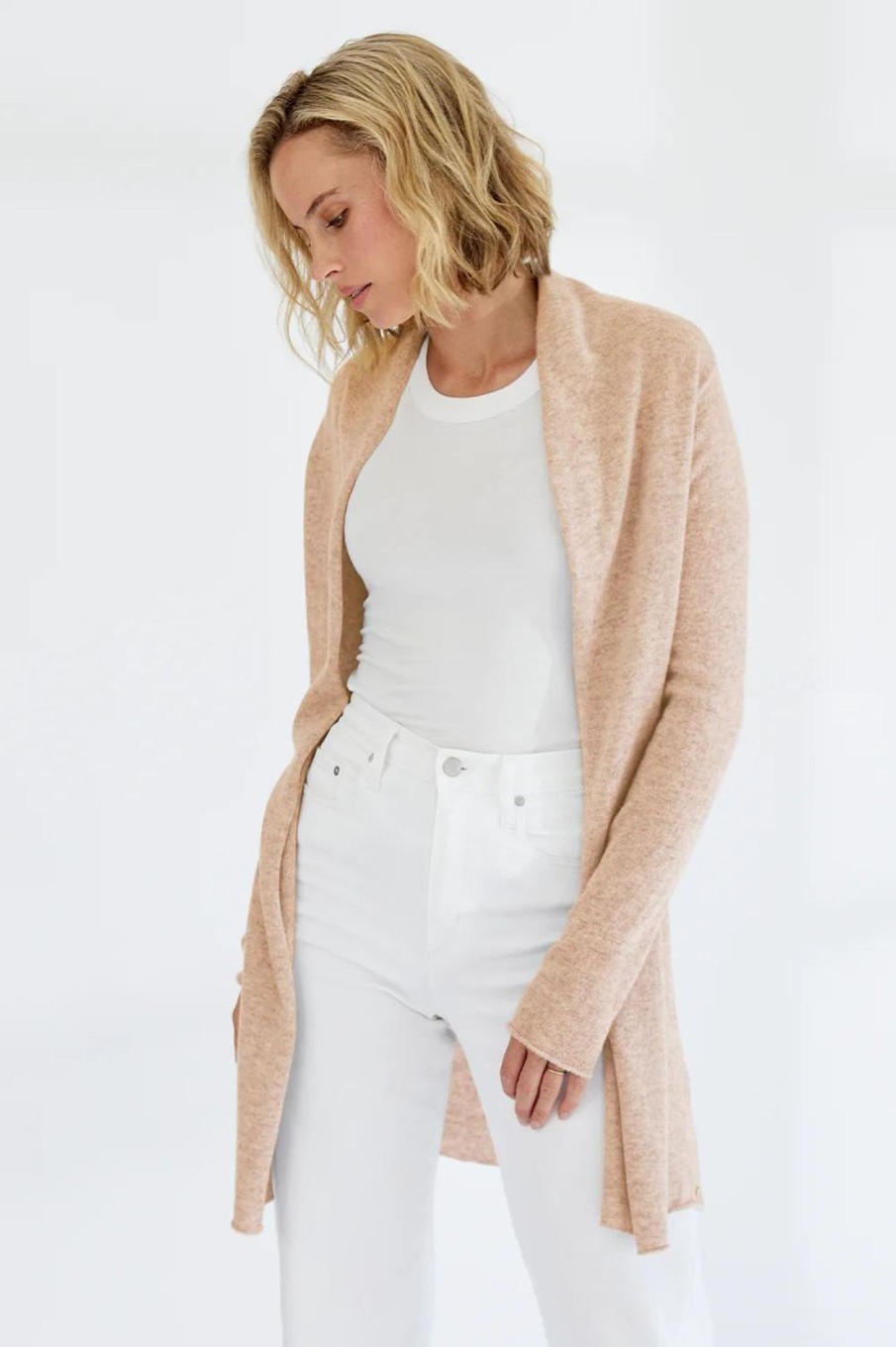 Tops Mia Fratino | Essentials Soft Roll Cardi | Swiss Oat