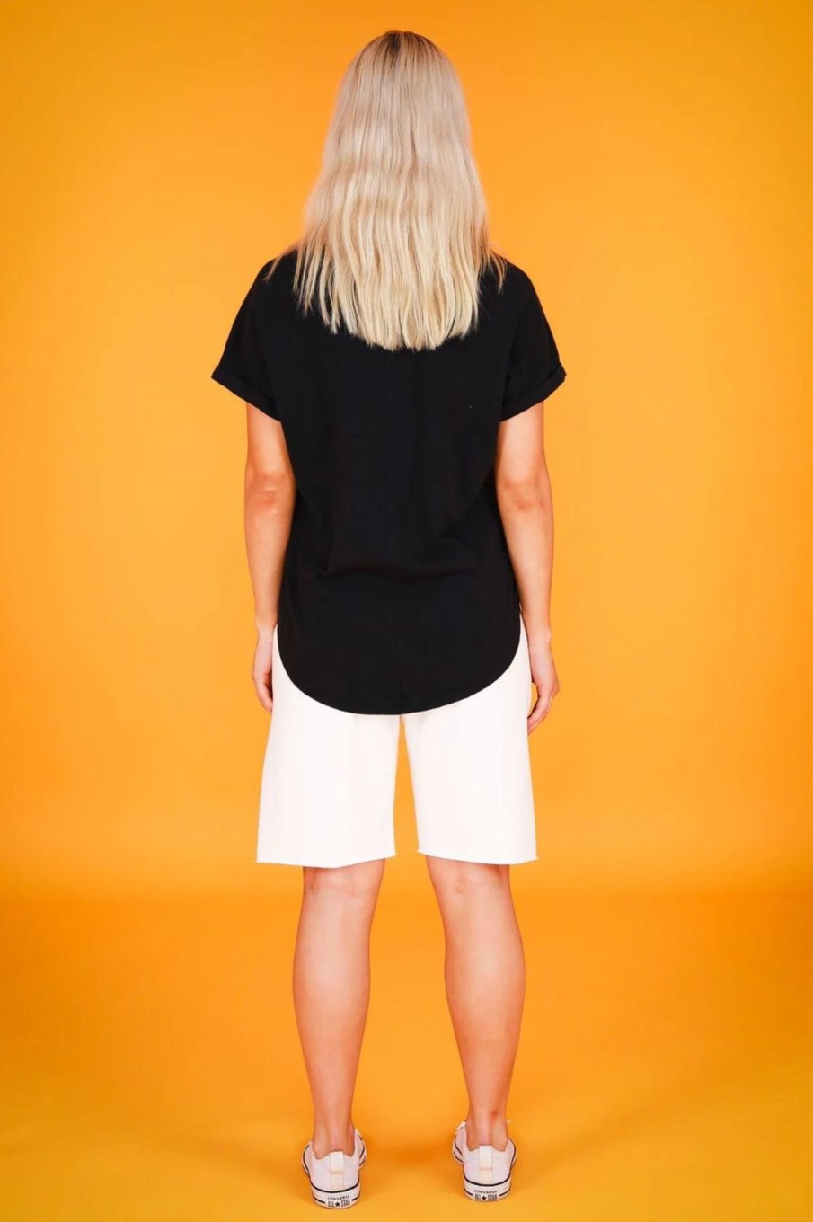 Tops 3rd Story | Milan Cuff Sleeve Tee | Black