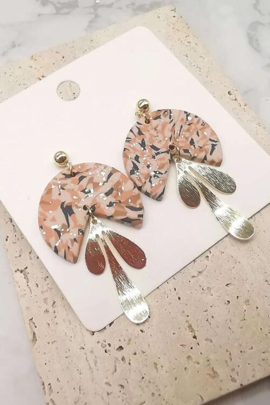 Accessories Silvermaple Collection | Sophia Clay Earrings | Nude/Gold