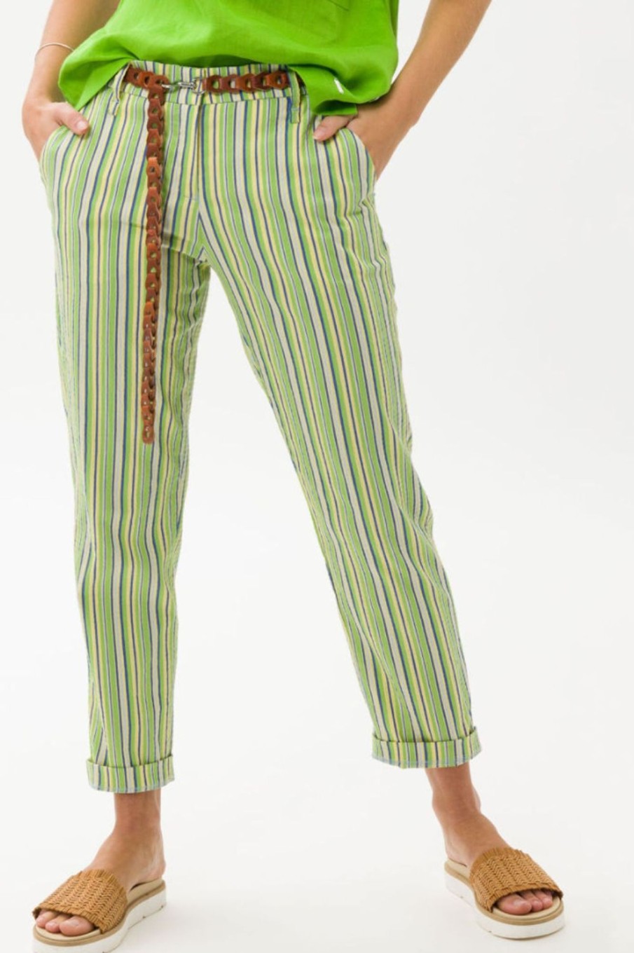 Bottoms Brax | Maron S Pant | Lime Stripe