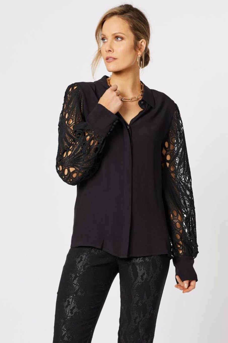 Tops Hammock u0026 Vine | Brodie Lace Shirt | Black