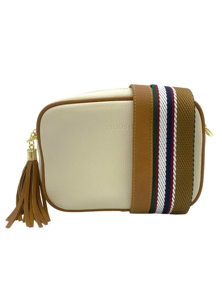 Accessories Zjoosh | Ruby Sports Cross Body Bag Dual Tone | Ecru/Tan