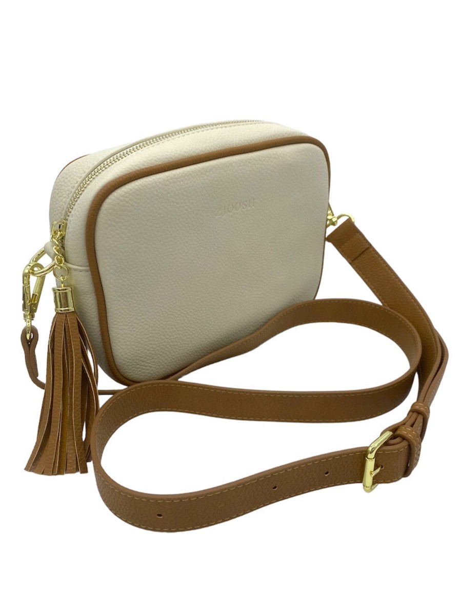 Accessories Zjoosh | Ruby Sports Cross Body Bag Dual Tone | Ecru/Tan