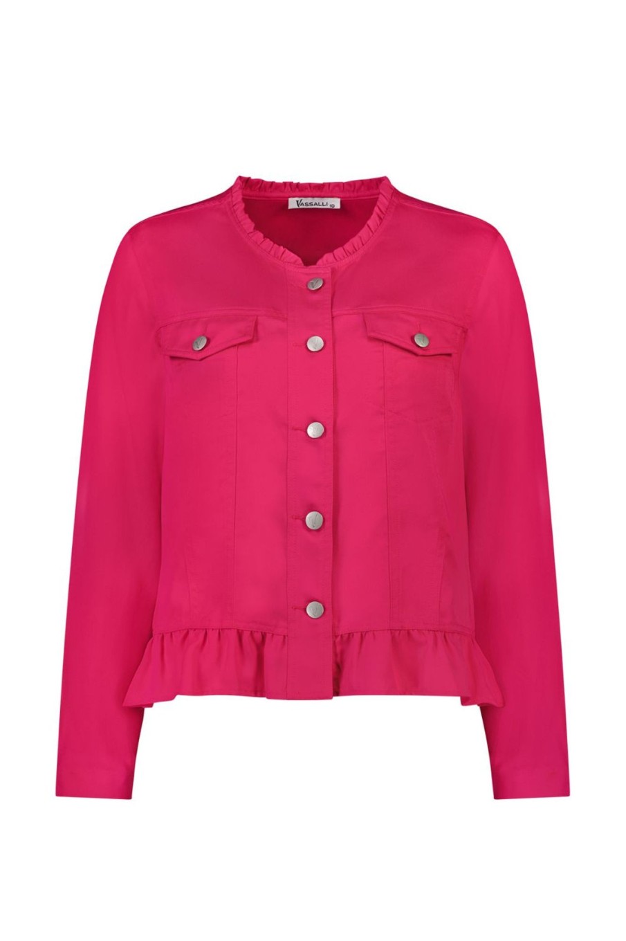 Tops Vassalli | Jacket With Frill Hem | Cerise